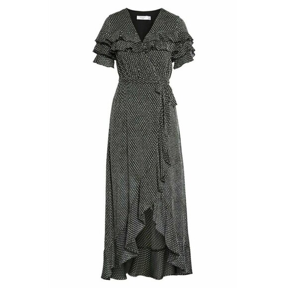 ALI & JAY Black Chiffon Yolo Ruffle Wrap Dress XS - Picture 3 of 12